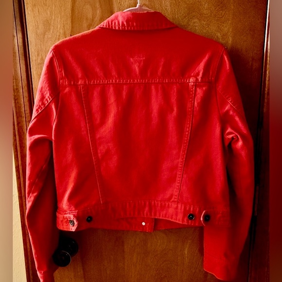 🎸JCP Beautiful Red Denim Jacket. 4 pockets size Large - Picture 3 of 5
